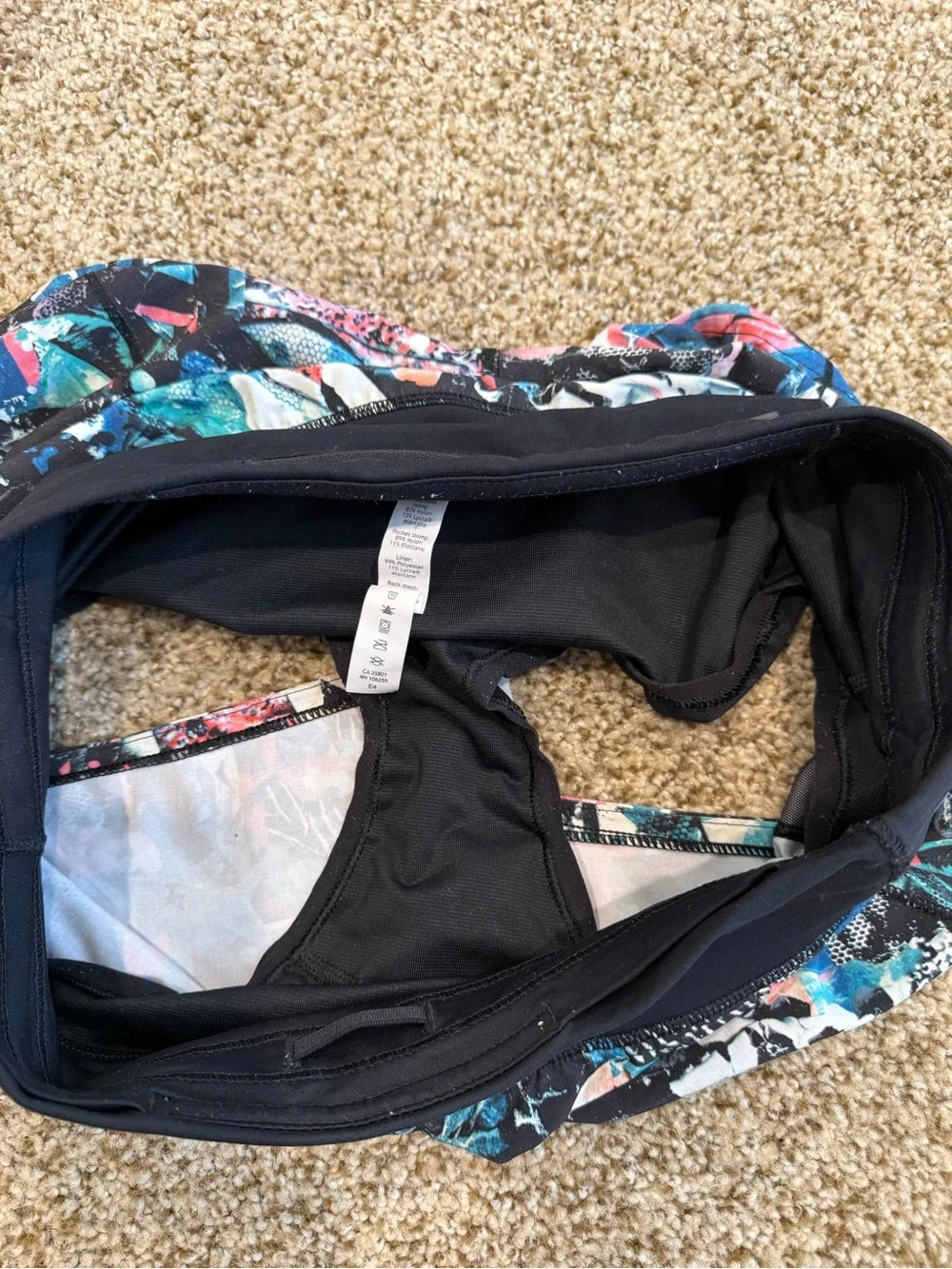 lululemon athletica Black Waistband Multicolor Abstract Running Shorts